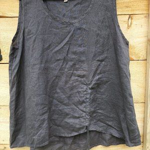 Flax Linen sleeveless top with cinched detail